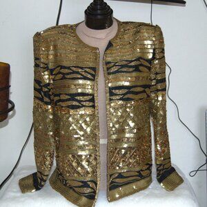 Vintage American Night Gold sequin & beaded Dinner Jacket